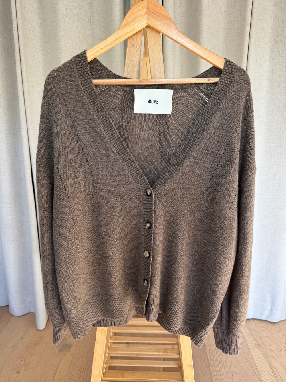 44OME yak hair V-Neck Button Front Cardigan brown/oat color size L